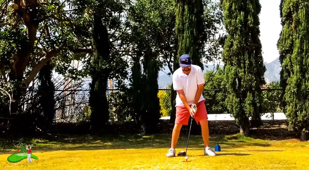 Golfer playing with a putter